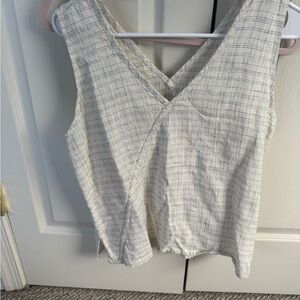 Flax Cream and Gray Checkered Tank Top